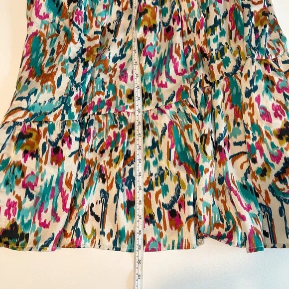 Entro Midi Dress Women Size L Multicolor Abstract Ikat Tiered Elastic Waist - Picture 6 of 7